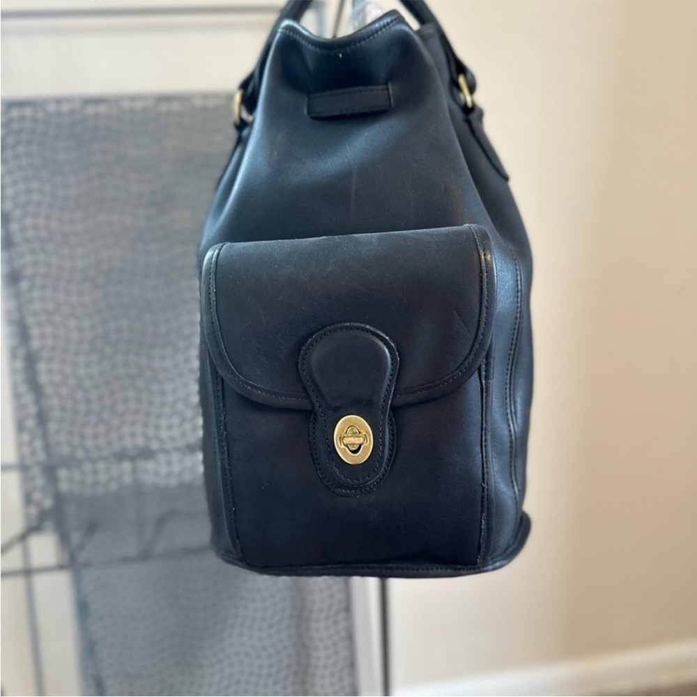 Coach Elegant Black Leather Backpack - Picture 7 of 15